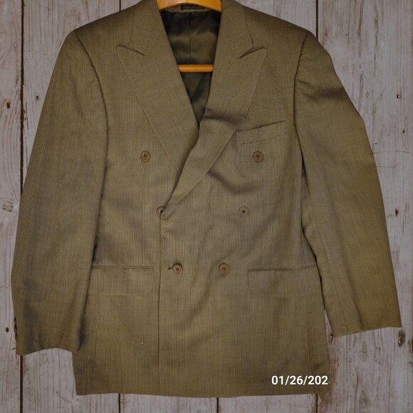 Bachrach Other - Bachrach Double Breasted Suit Jacket Vintage 42R Beige Wool Blazer Canada
